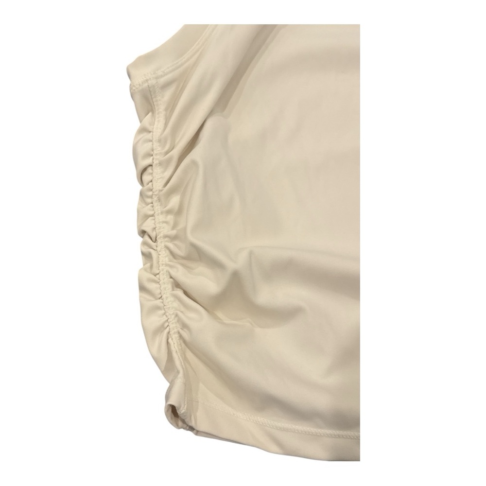 Gold Hinge Women’s Ruched Scrunch Tank Crop Size S Cream Top - Picture 4 of 4